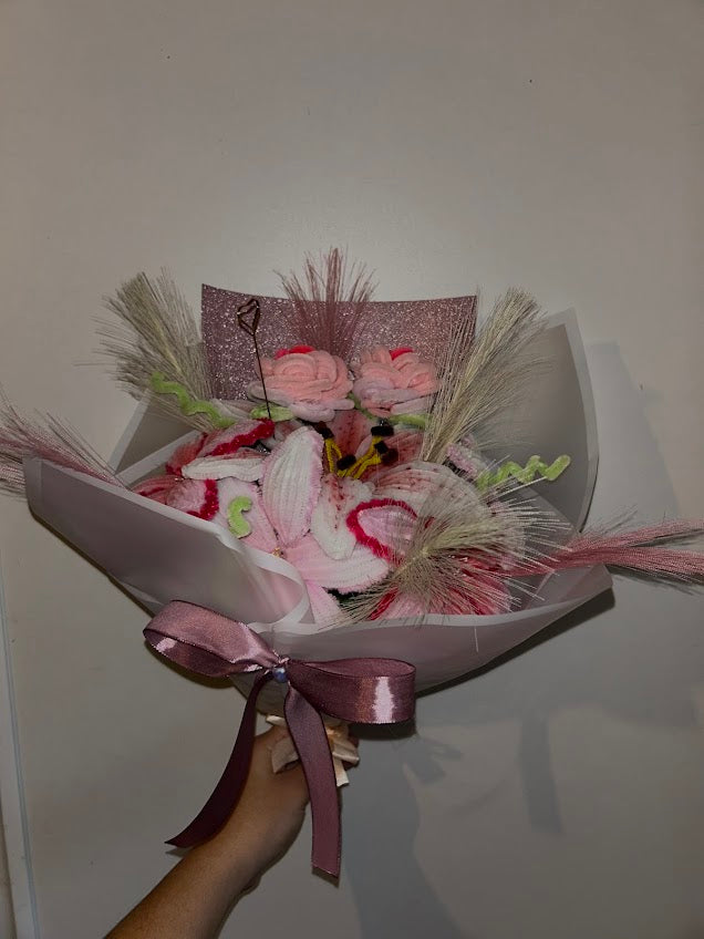 Bouquet Girly – Rose & Paillettes