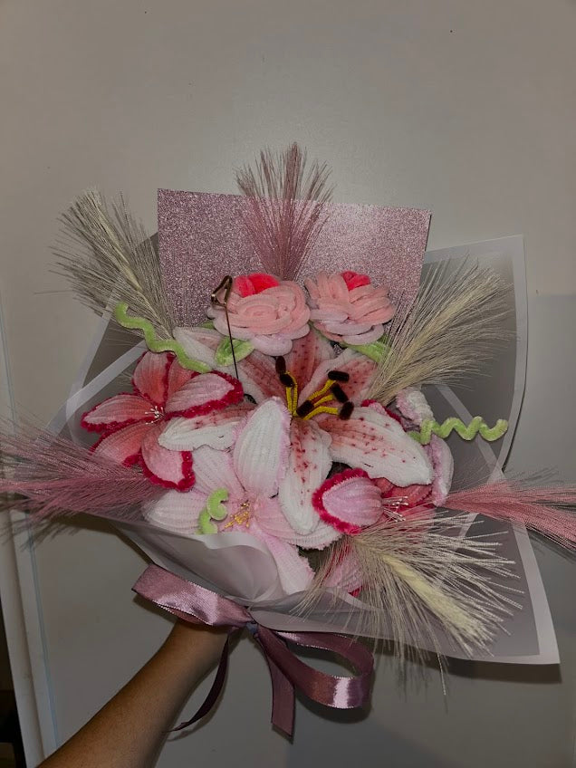 Bouquet Girly – Rose & Paillettes