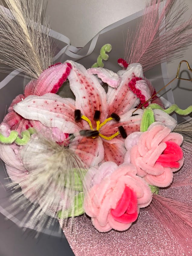 Bouquet Girly – Rose & Paillettes