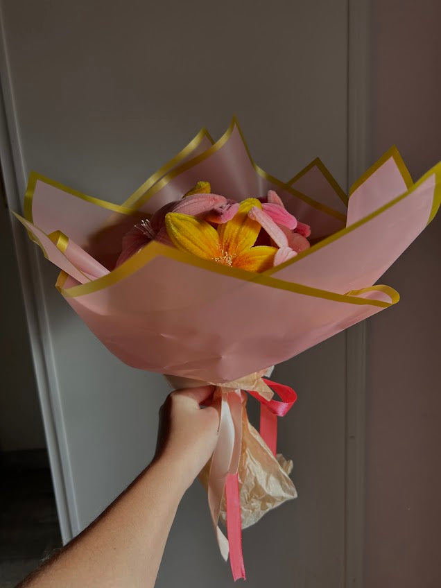 Bouquet Lys – Jaune & Rose Élégance
