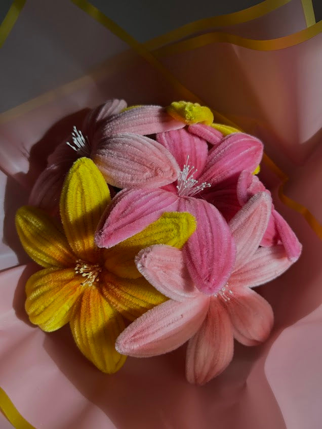 Bouquet Lys – Jaune & Rose Élégance