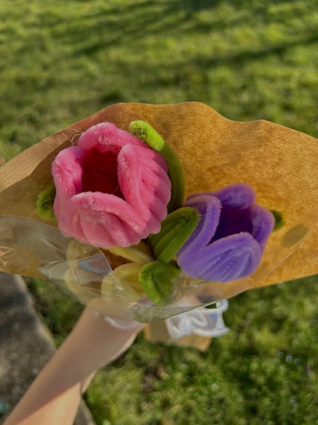 Bouquet de trois tulipes colorées